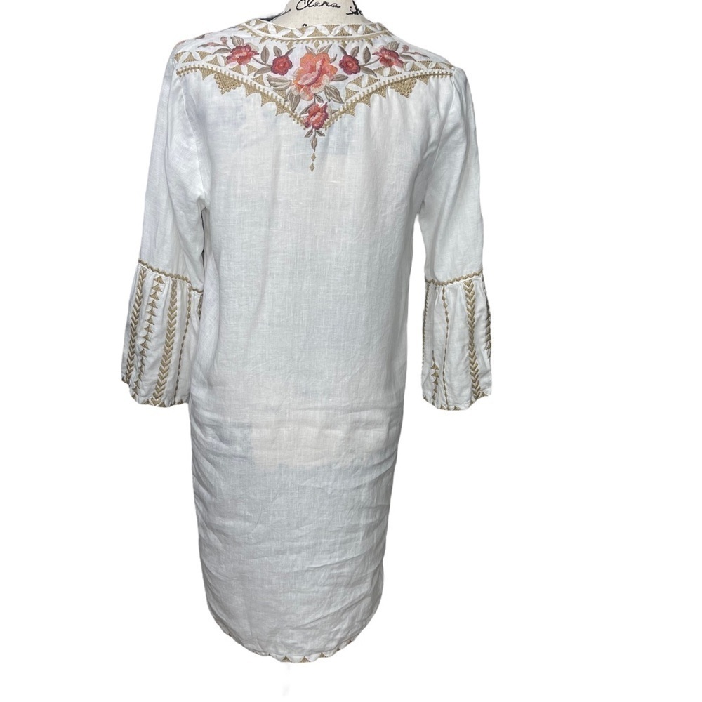 Johnny Was Linen Embroidered Floral Tunic Dress Boho Size XS - Picture 7 of 10